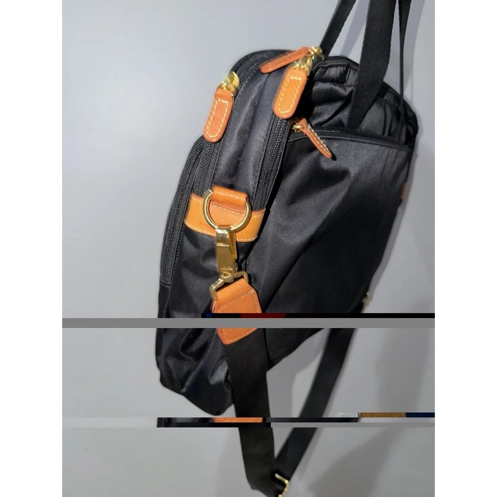 BRIC'S Milano Black 100% NYLON Briefcase Business Laptop Shoulder Bag NWT L